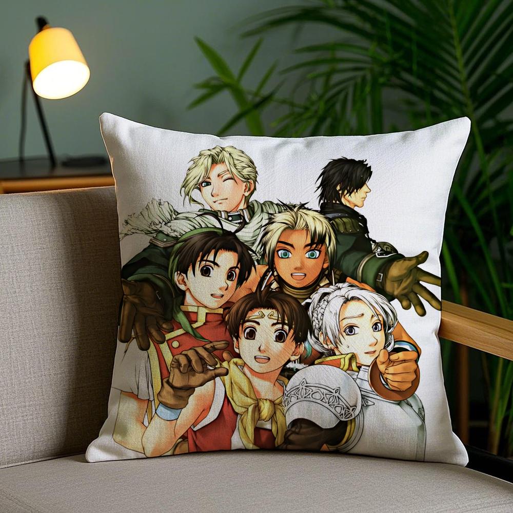 Anime G-Genso S-Suikoden Cushion Cover Soft Short Plush Double-Sided Printing Home Decor Machine Washable Pillow Case Gift