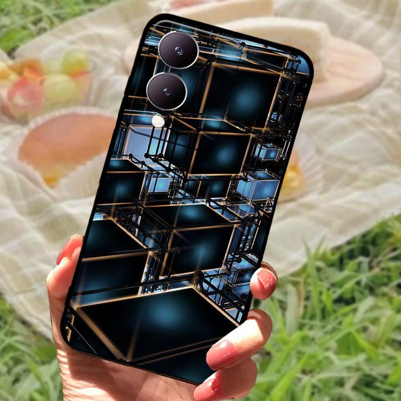 Für Vivo Y17s Hülle Mode Cartoon Schwarz Silikon Weiche Rückseite Hülle Für Vivo Y17s Handyhülle Cover 6,56" Y 17 s Funda Coque