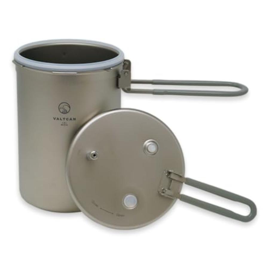 Titanium Pressure Cooker Pot 1800ml Camping PFAS-Free No Coating Grade 1 Ultralight Rice Cooker with Locking Lid for Backpackin