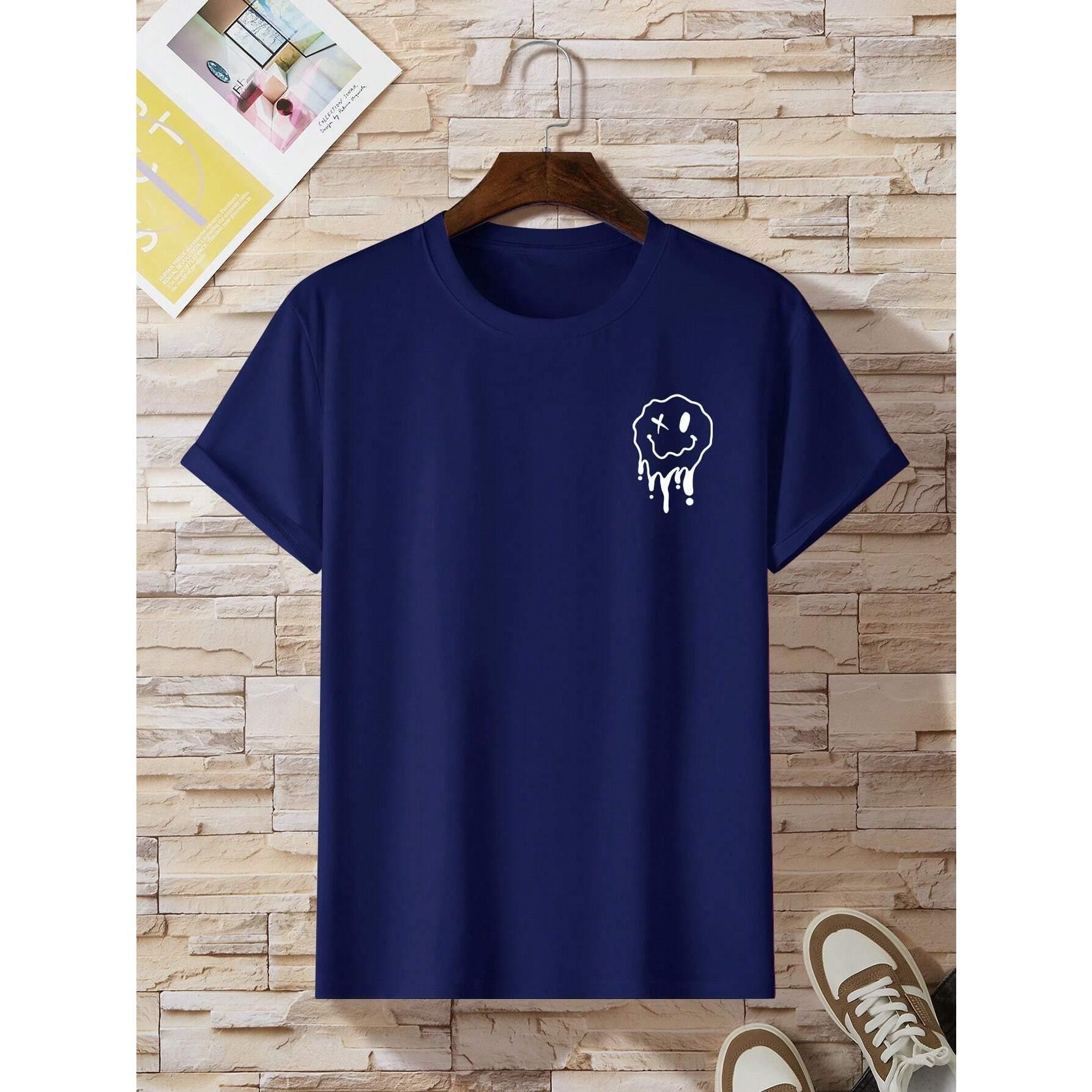 

Футболка с забавным улыбающимся лицом, которое вот-вот растает, мужская мода, свободные футболки свободного покроя 3XL