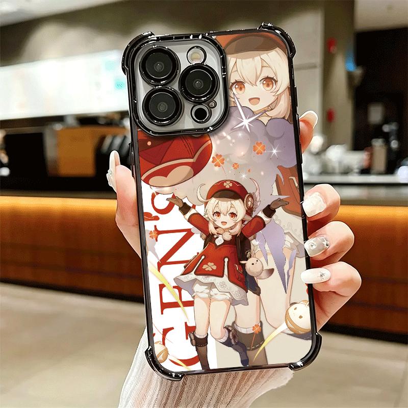 Genshin Impact Anime Beschichtetes Handyhülle Für Iphone 16 17 Pro Max Air 16E 14 15 Plus 12 13 Mini Anti-Fall Airbag Hülle