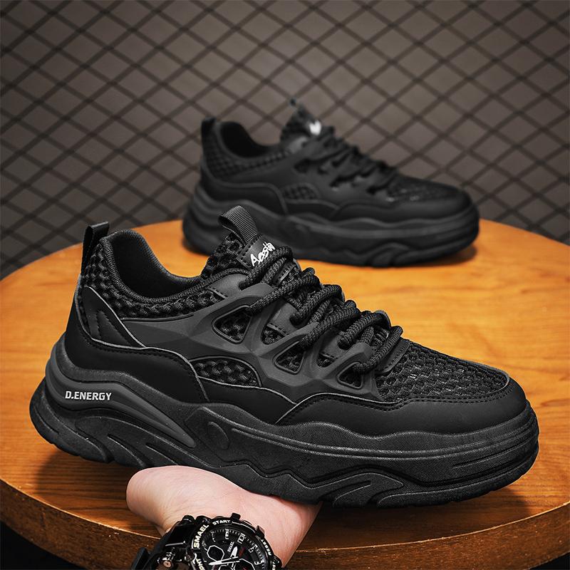 Men's summer breathable hollow mesh sports leisure shoes for teenagers lightweight thick soled wear-resistant men's mesh shoes