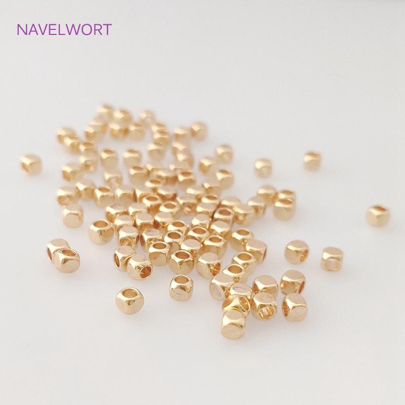 2/3/4mm Hollow Cube Beads 18k Gold Plated Brass Spacer Beads,Separators For Beads,DIY Jewelry Making Supplies Wholesalele
