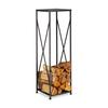 Relaxdays Fireplace Shelf Log Storage Wood Steel Wood Basket Log Holder Hxwxd: 111x34x34 Cm, Black