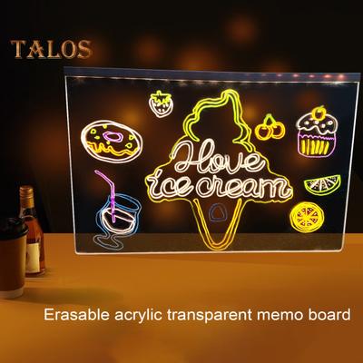 Πίνακας Σημειώσεων LED με Χρώματα Φωτιζόμενος Ακρυλικός Πίνακας Μηνυμάτων Διαφανής Ψευδο Κρυστάλλινη Επιφάνεια Γραφής Ρυθμιζόμενη Βάση