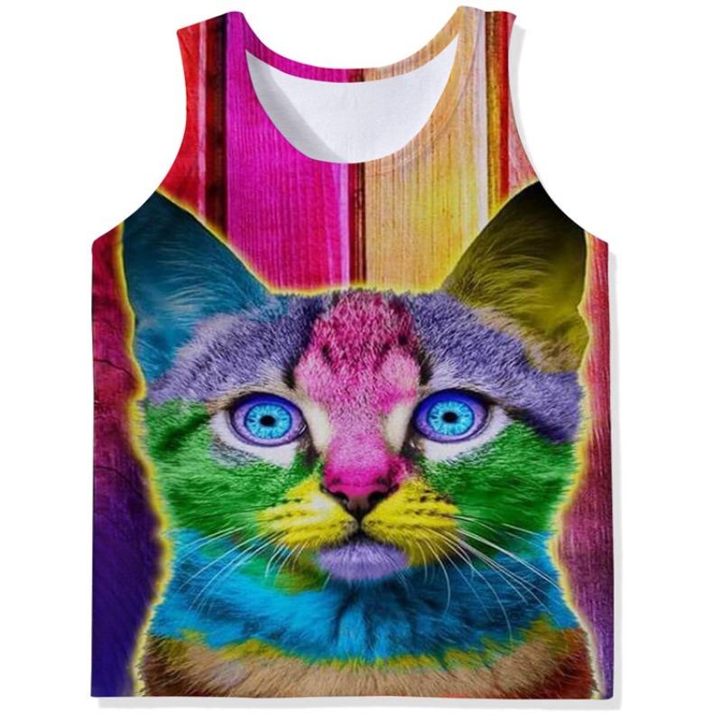 Canottiere da Uomo Girocollo con Stampe Animalier Colorate Gilet Stampato 3D Maglia Sportiva Fitness Larga Senza Maniche
