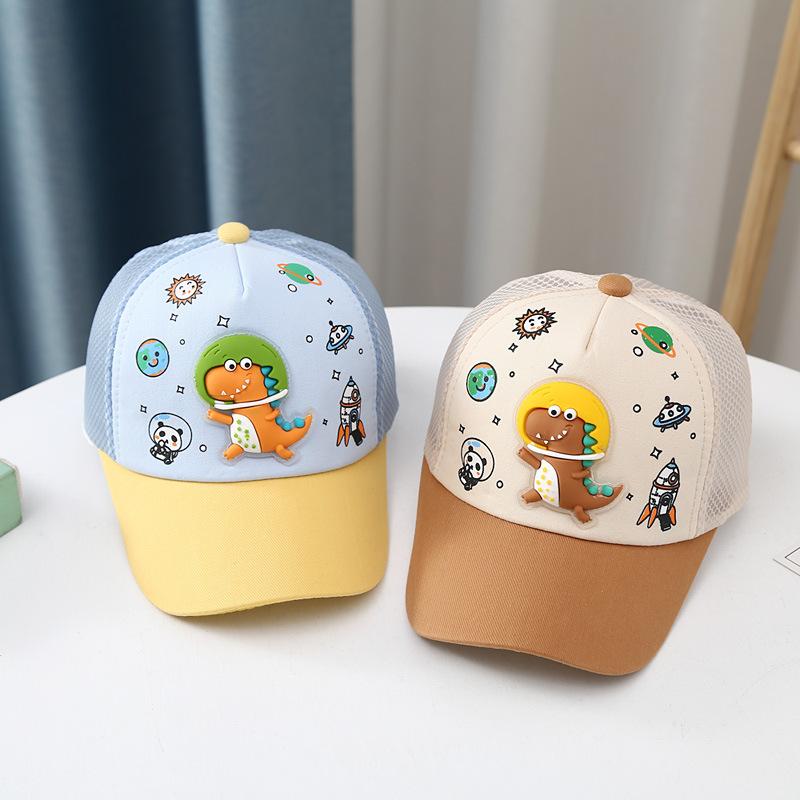 Baby Summer Baseball Cap Cartoon Dinosaur Breathable Mesh Children Sun Visor Hat Outdoor Boys Girls Adjustable Peaked Caps