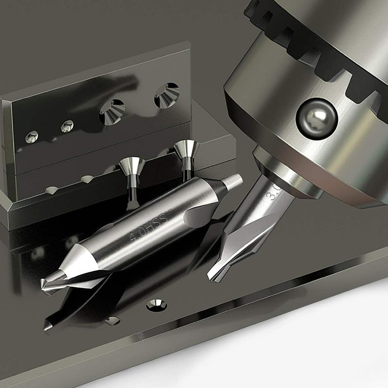1/2/3/4/5mm High-speed Steel Center Drill Bit Set 60 Degree Combined Countersinks Angle Bits for Lathe Metalworking