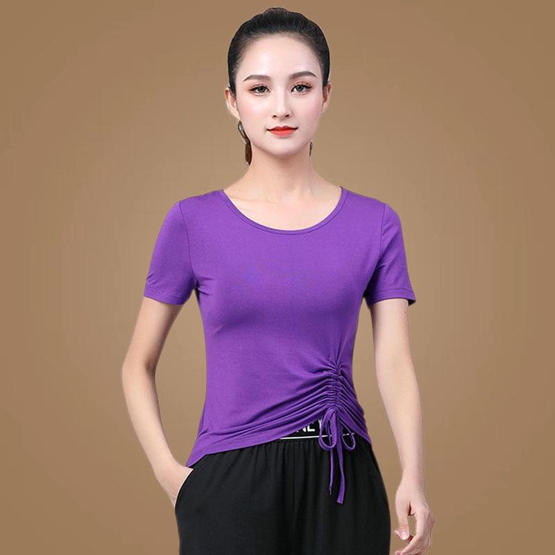 Women's Modal Square Dance Top: Summer Practice & Performance T-Shirt for Middle-Aged & Elderly