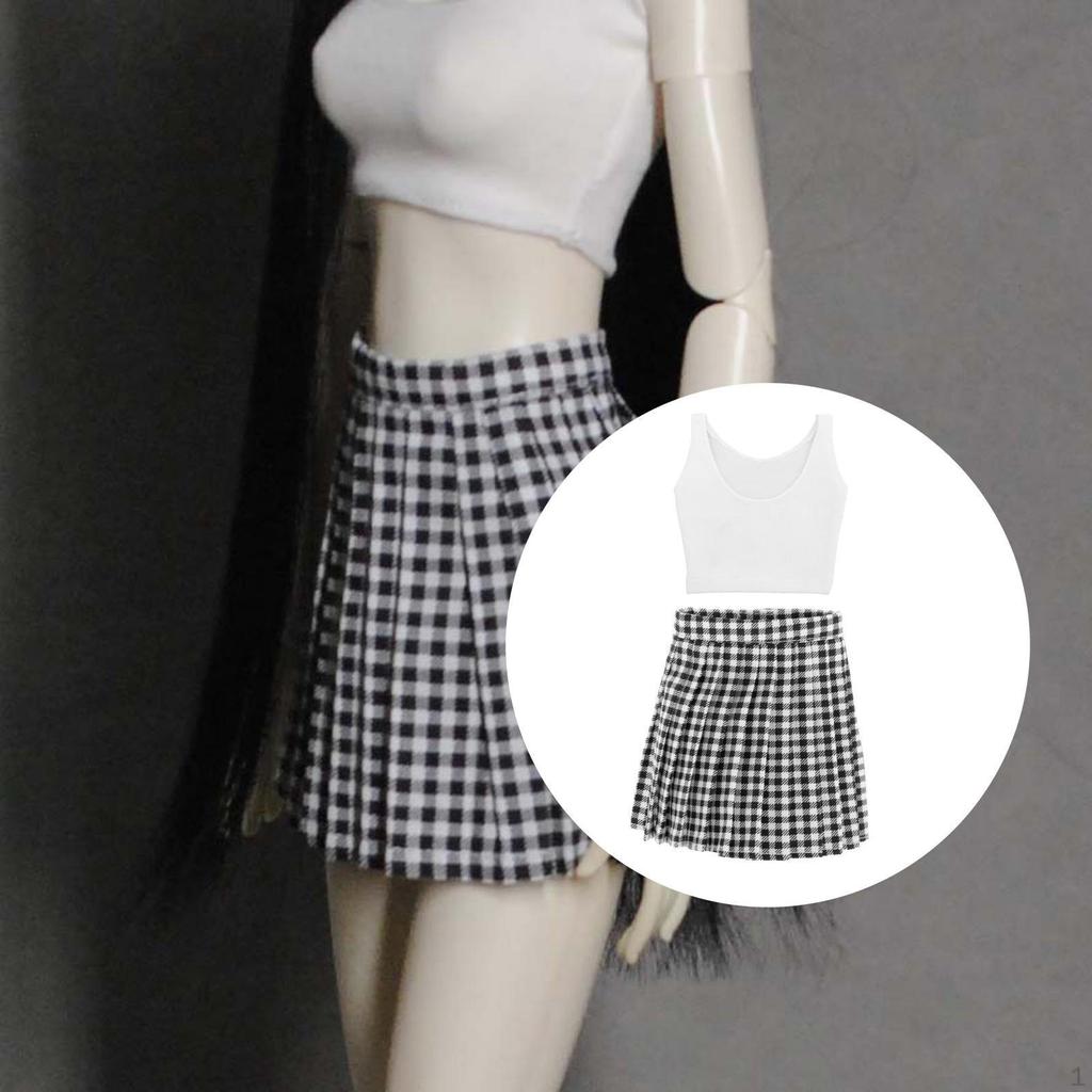 Clothes Pleated Skirt Plaid Cloth Clothing 1/3 DIY Outfits Casual Handmade Girl
