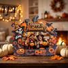 Cute Theme Picture Frame Halloween Photo Frame, Wooden Desktop Holder for Spooky Party Decoration Supplies And Festive Home Decor, Vintage Tabletop