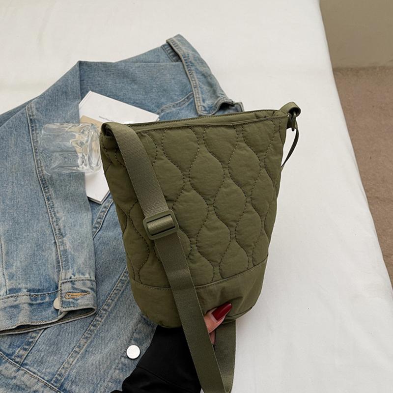 Korean Style Versatile Women Crossbody Bag Solid Color Adjustable Straps Cotton Clothing Bag Diamond Grid Tote Bag for Women