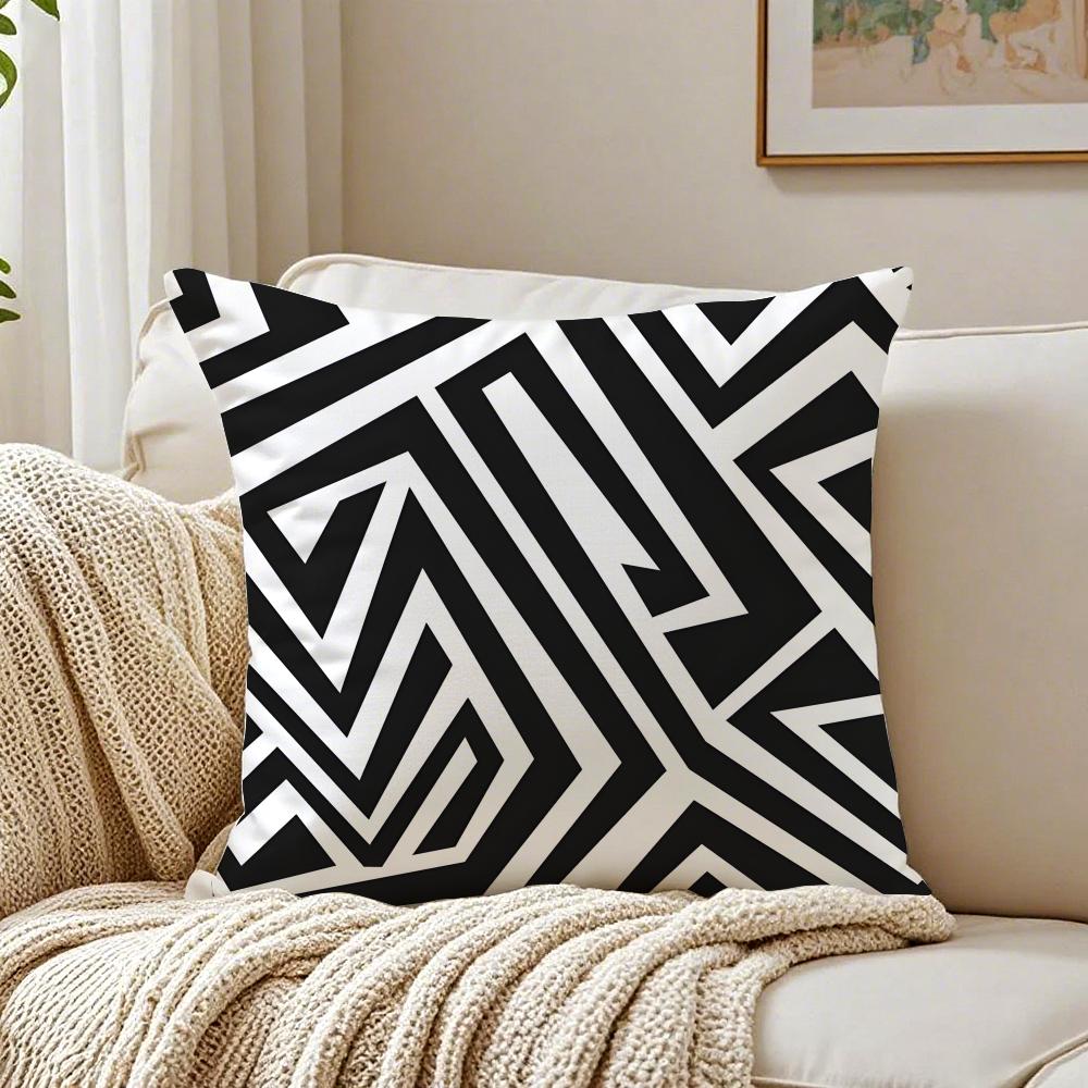 Minimalist Black and White Geometric Lines Cushion Cover Pillowcase Antidustmite Living Room Sofa Decor Cushion Room