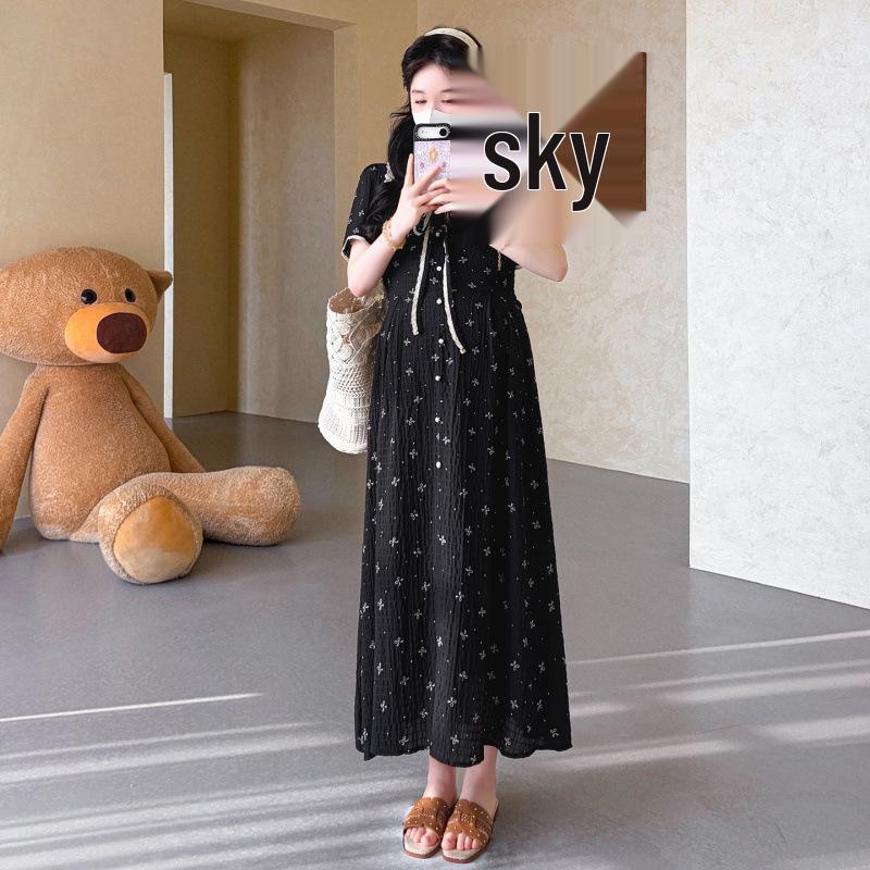 Summer 2026 French Style Maternity Dress: Short Sleeve Pregnancy Skirt for Women