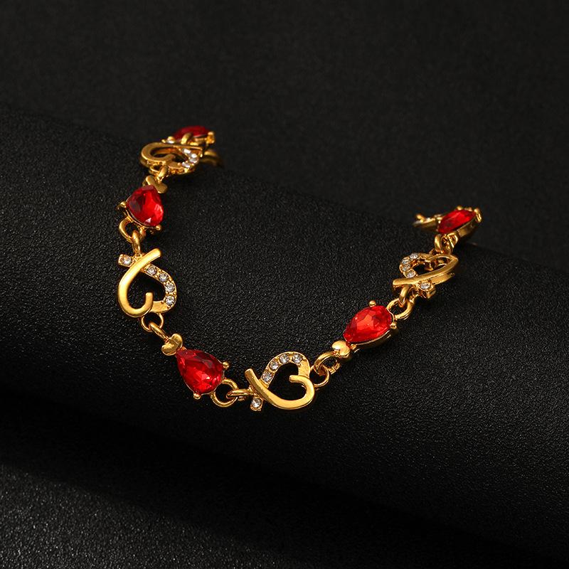 Love Fashion Hand Ornament Openwork Air Quality Flower Diamond Lady Bracelet Alloy Heart Bracelet Women