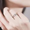 Fashion Ladies Crystal Love Heart Adjustable Open Rings Jewelry