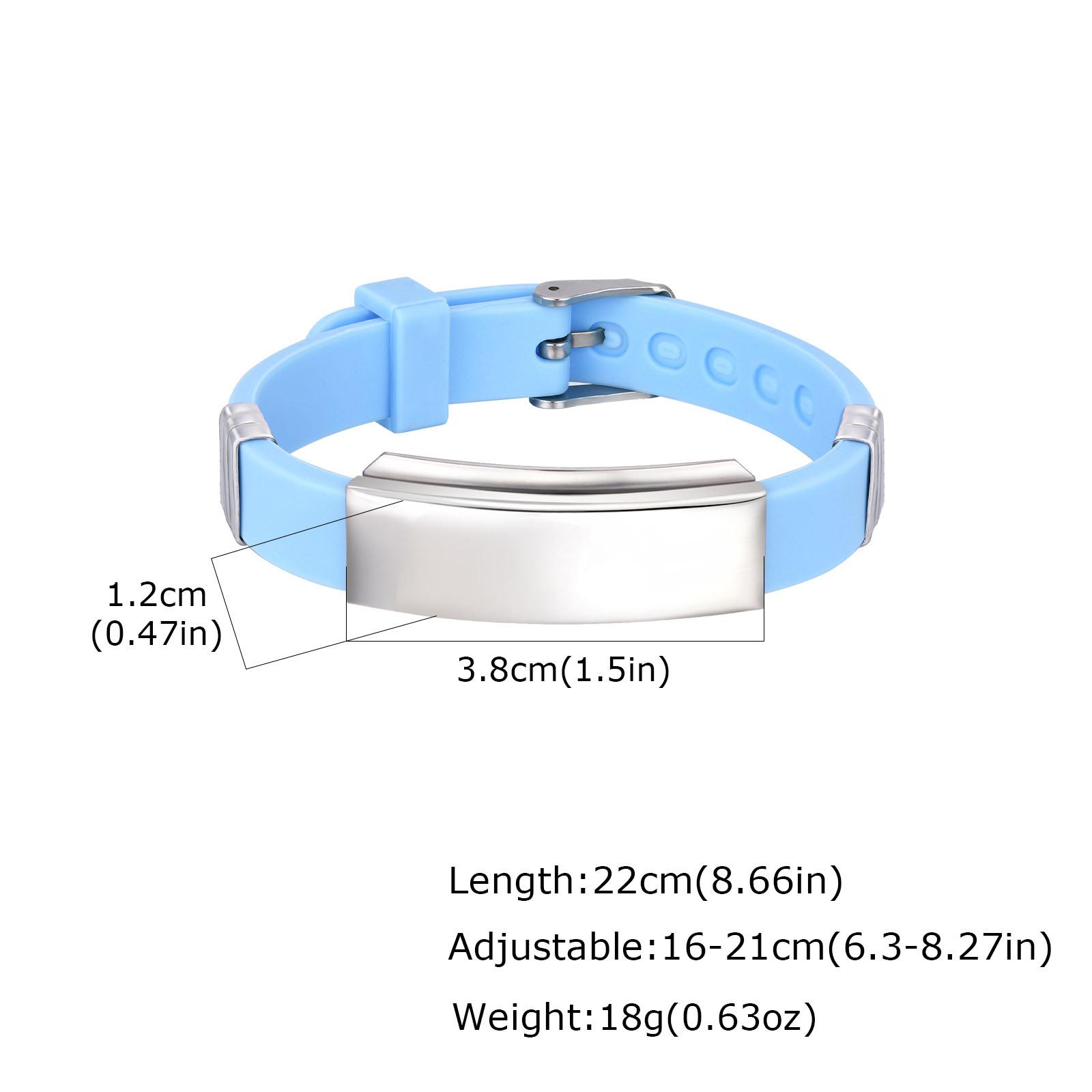 

Vnox Free Customizable Engraving Adjustable Silicone Bracelet with Stainless Steel Plate, Soft Rubber Bangle Wristband for Men