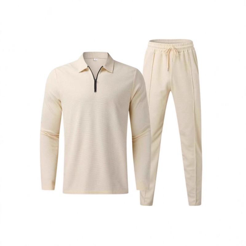 Mens Long Sleeve T-Shirt Pants Set Casual Sportswear Outfit Cotton Blend Two Piece Suit