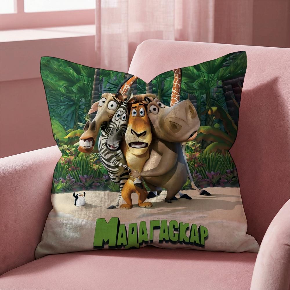 Movie M-MadagascarS Cushion Cover Multi-Scene Pillow Cover for Home & Car - Reversible, Soft & Durable for Daily Use