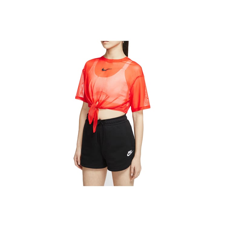 Nike Crop Tops Women's Team Orange/Black Crew Neck Thin CJ2703-891