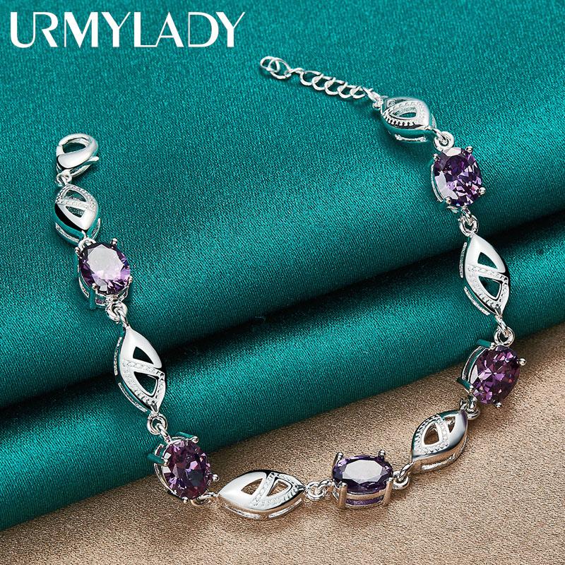 925 Sterling Silber Lila Zirkon Armband für Damen Modeschmuck