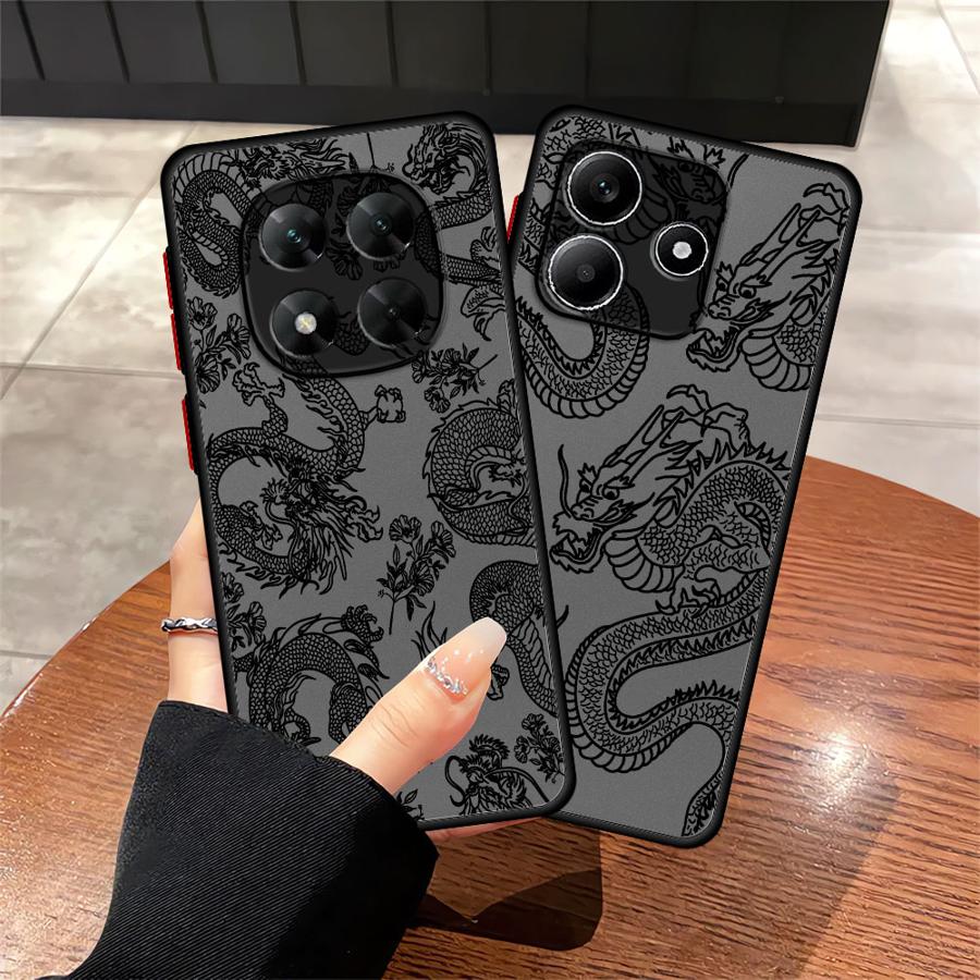 Funda Back Phone Cover Case for Xiaomi Redmi Note 14 14C 9S 12 13C 13 Pro Plus 10 A4 11 Chinese Dragon