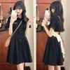 Black dress women's summer 2026 new Spice Girl bow polo collar small black dress waist thin shirt skirt