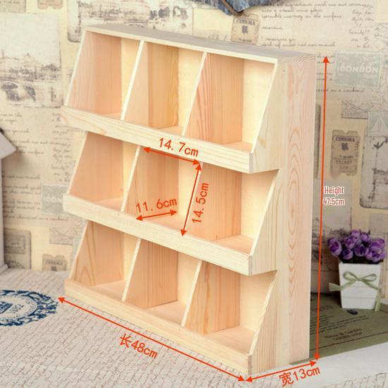 

Retro Distressed Wood Desktop Storage Cabinet with Nine-Grid Display 9 compartments