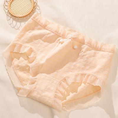 Plus Size Japanese Underwear Women Seamless Panties Mid Waist Briefs Female Lace Edge Underpants