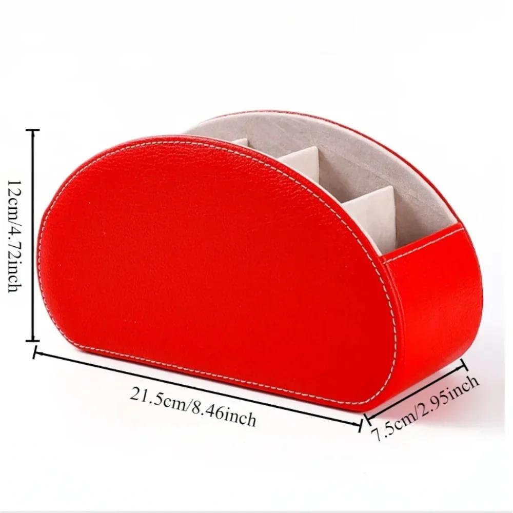 1PC Multifunctional 5 Grid Desktop PU Leather Organizer Remote Control Storage Box Cosmetics Makeup Brush Holder Sundries Stand