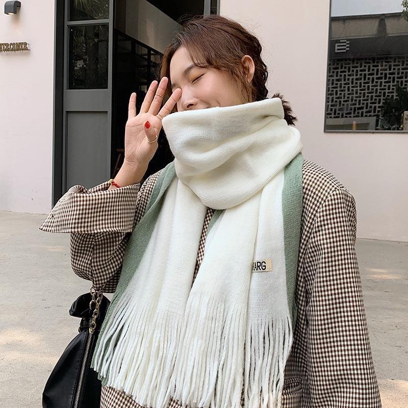 Autumn and Winter Scarf Female Korean Version Versatile Cute Student Couple Ins Girl Japanese Thick Wool Knitted Scarf Tide