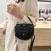 Fashion Women's Wide Strap Top Handle Shoulder Bag Retro PU Leather Solid Color Crossbody Bag Girls Mobile Phone Bag KTY