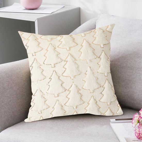 Throw Pillowcase Sequin Christmas Tree Pattern Hidden Zipper Closure Pillow Cover Bedroom
