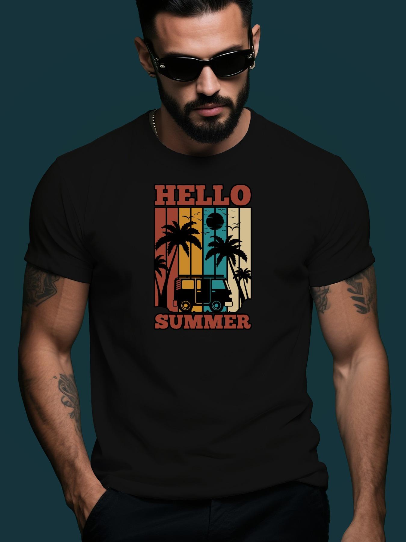 Hello-Summer Camper Icon Trendy Streetwear Casual Round N... XL