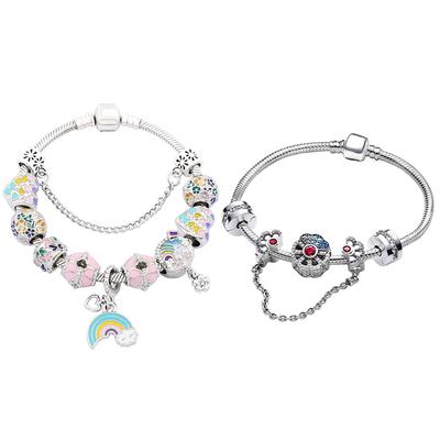 S925 Silber Charm Perlen Schlangenknochen Kette Armband Set mit Sicherheitskette Modemarke Edlen Schmuck Geschenk