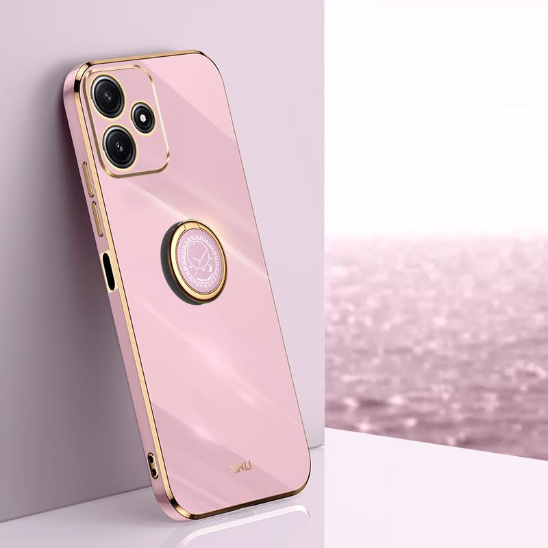 

XINLI For Xiaomi Redmi Note 12R 5G TPU Cover Electroplated Phone Case with Ring Kickstand Purple