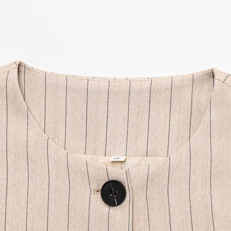 Kaslead New Women Clothes Western Style Fashion Stripe Short Vest Striped Pants 4387158 4387058