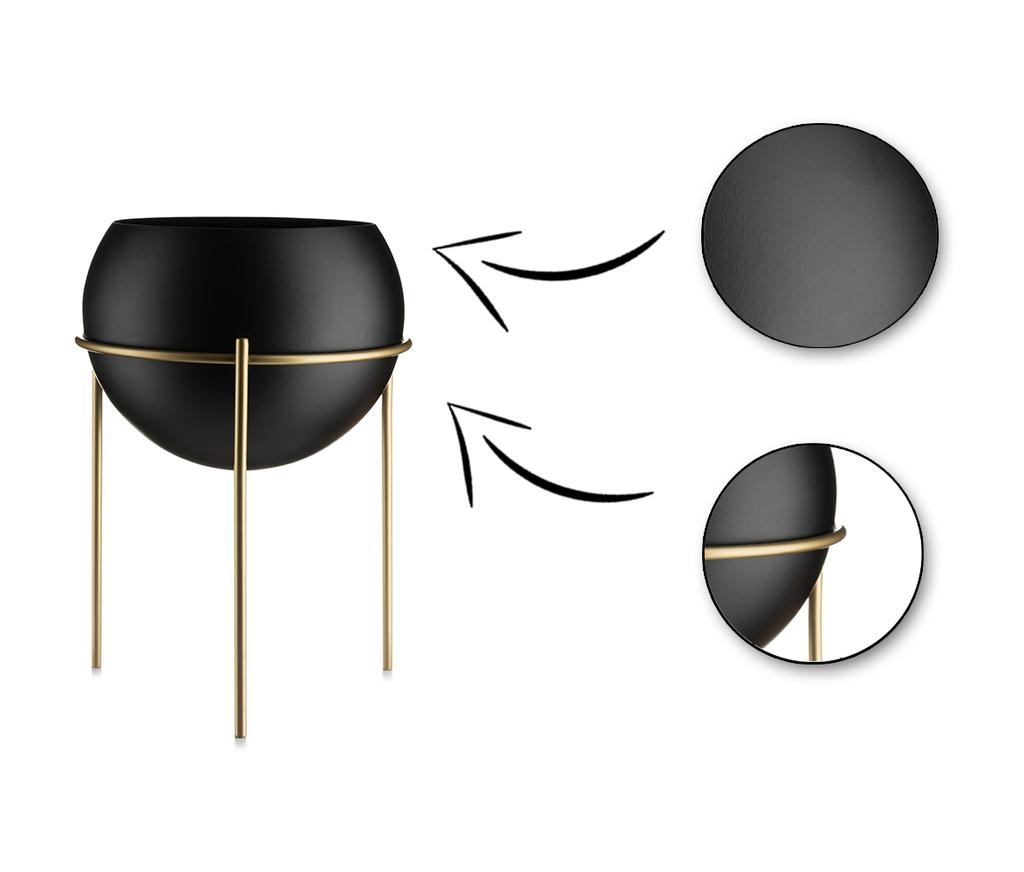 Standing Flower Pot 25 Cm Gold Black Loft