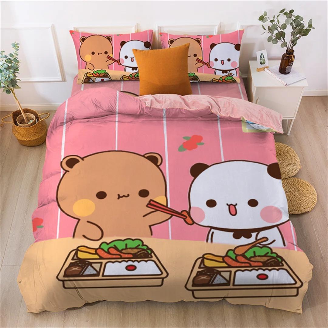 

Милый Постельный Комплект с Мишками, Пододеяльник с Принтом Мишек Бубу Дуду для Детей Мальчиков Девочек Подростков, Пододеяльник с Мультяшным Животным Одиночный EU Single 135x200cm