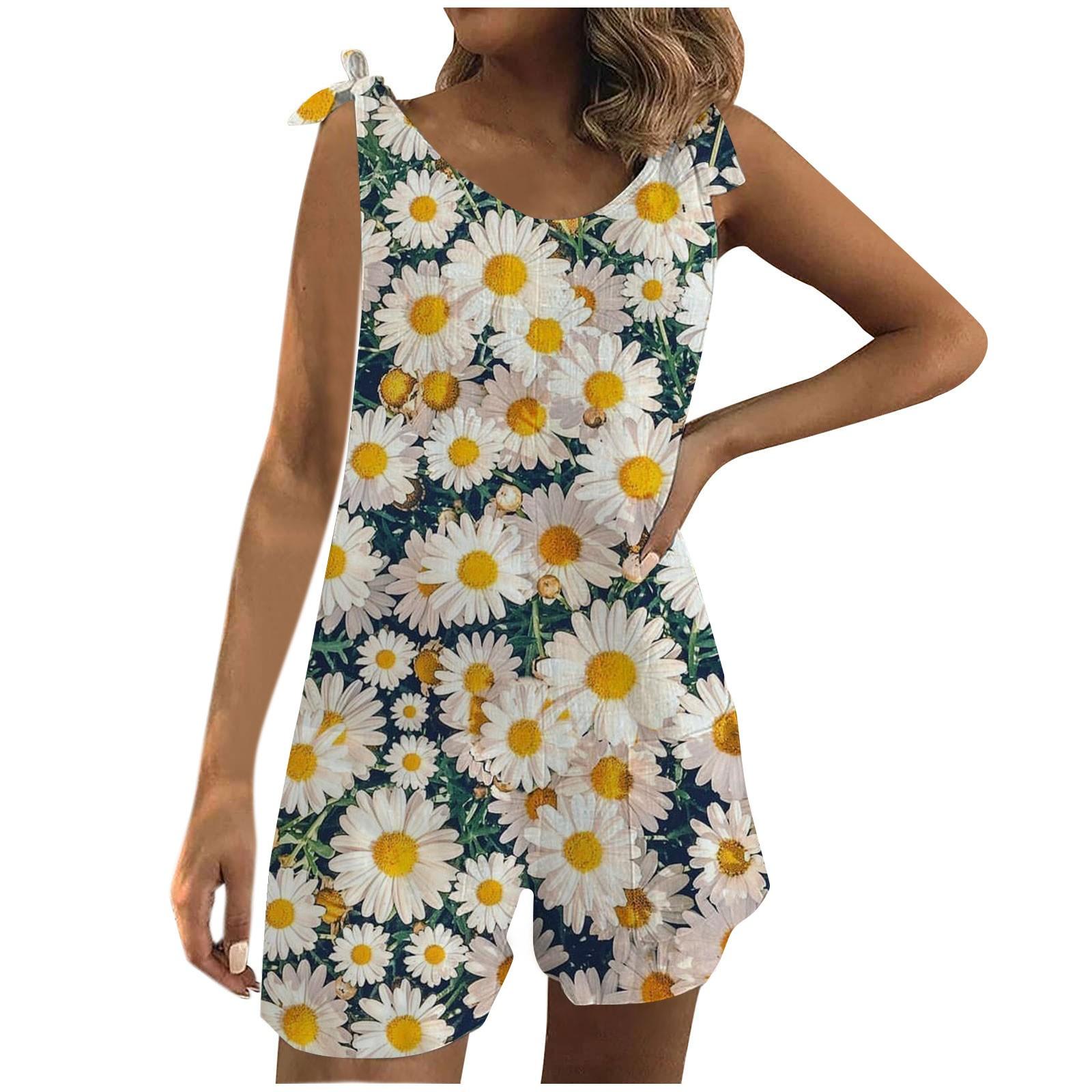 

(SU)Женский летний укороченный хлопковый льняной комбинезон с высокой талией и карманами