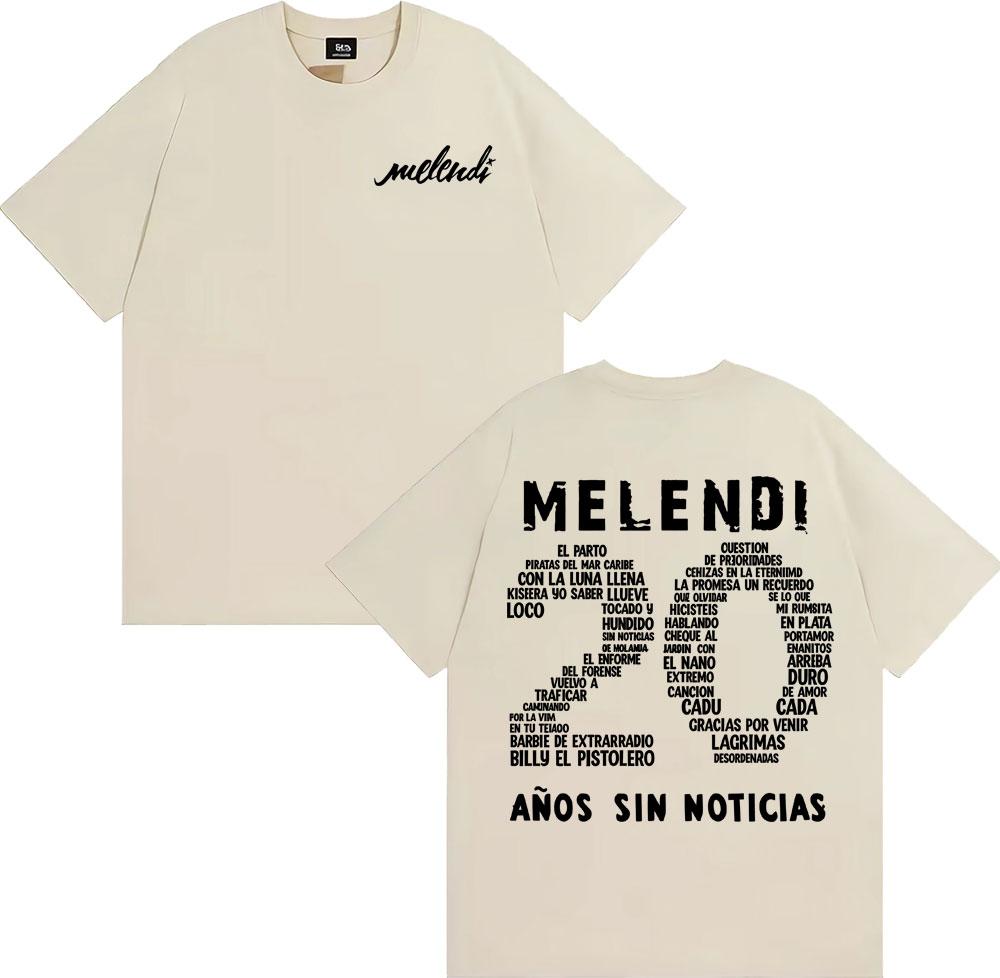 Rapper Melendi 20 Anos Sin Noticias Merch Tee Shirt Unisex Unisex Fashion Retro Short Sleeve T Shirt Cotton Casual Oversized TShirt