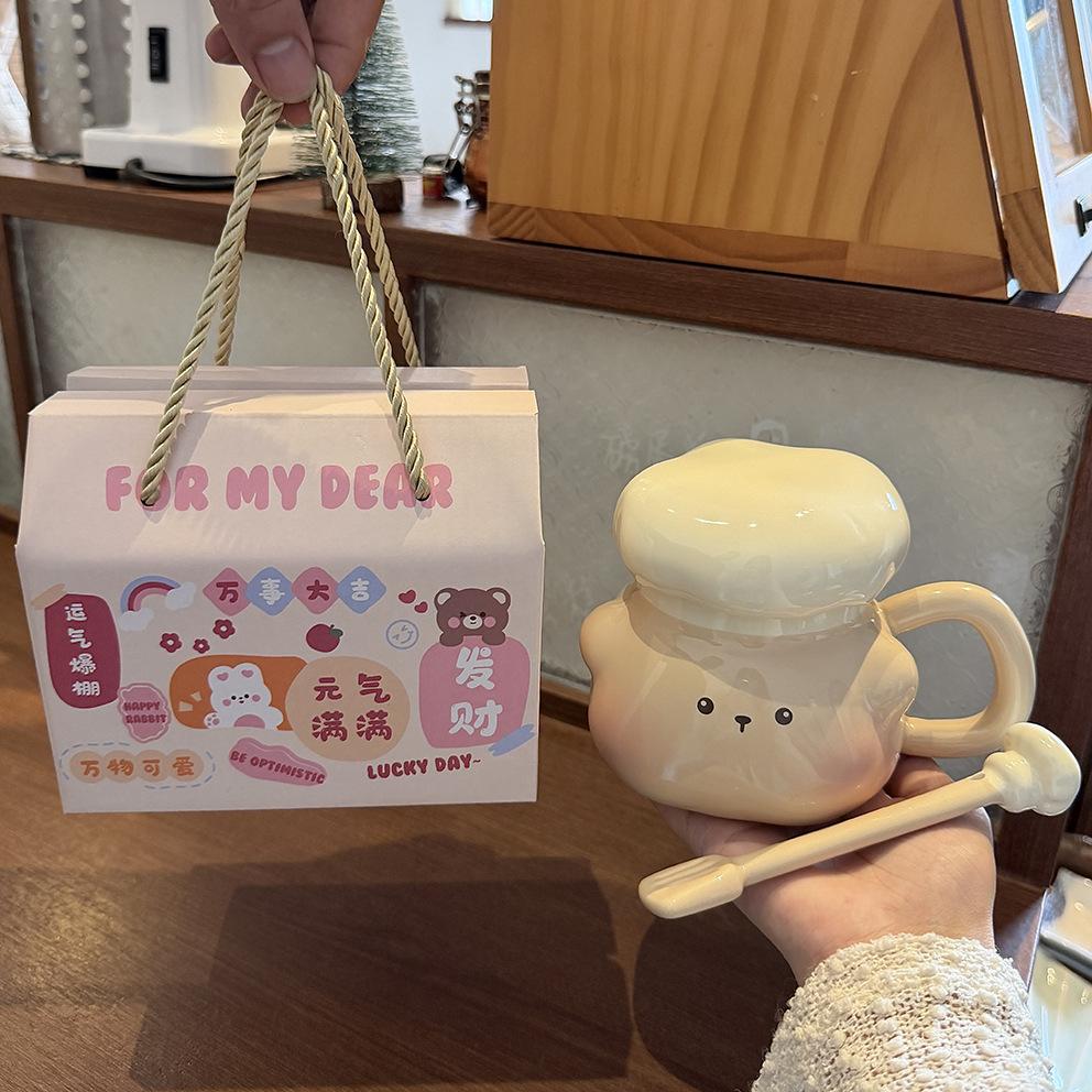 Chef Piggy Mug With Lid Spoon Bizarre Cup Ceramic Niche Drinking Cup For Girls' Birthday Gifts