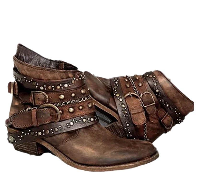 Stivali Corti Autunno Inverno in Pelle PU a Tubo Corto da Donna Transfrontalieri Taglia Grande Plus Tacco Grosso Stivali Martin 35-43