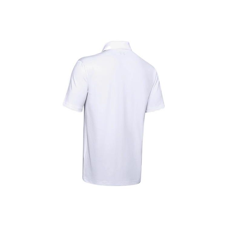 Under Armour Solid Color Simple Stretch Short Sleeve Polo Shirt Men Tops White 1351129-100