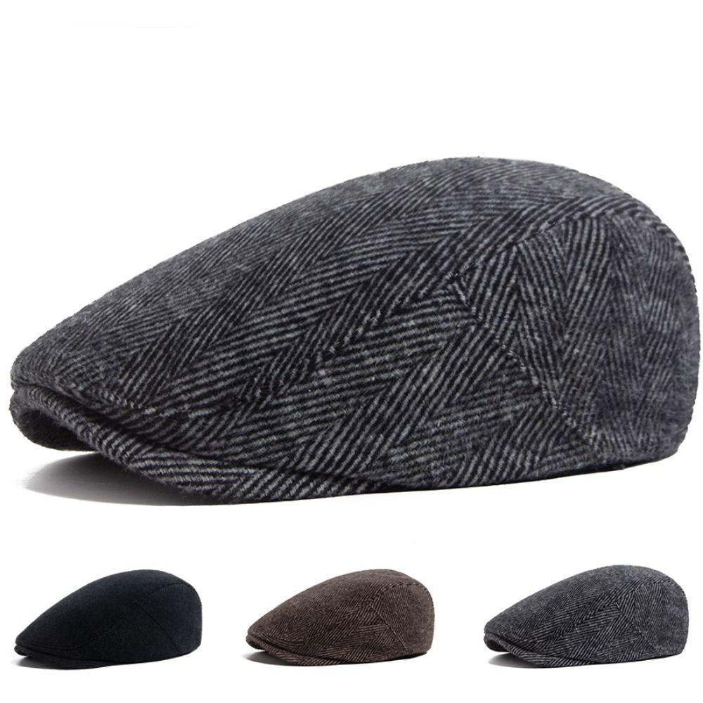 Fashion Vintage Men Beret Hats Warm Casual Newsboy Cap Classic Big Size Flat Hat Men