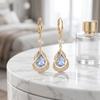 Women Jewelry Rhinestone Dangle Earrings Luxury Cat Eye Stone Earrings Water Drop Earrings  Party