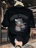 2025 Summer New Trendy Shark Knight Pattern Printed Cotton Tshirt Loose Couple Shortsleeved Fashionable Mens and Womens Top