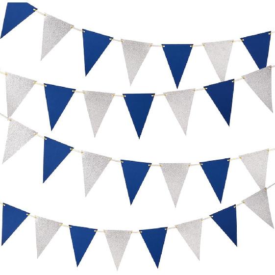 MOWO Gold Black Pennant Banner Paper Bunting Hanging Decoration for Birthday Graduation Retirement New Year's Party, Pack of 30 Counts Pennant, 20