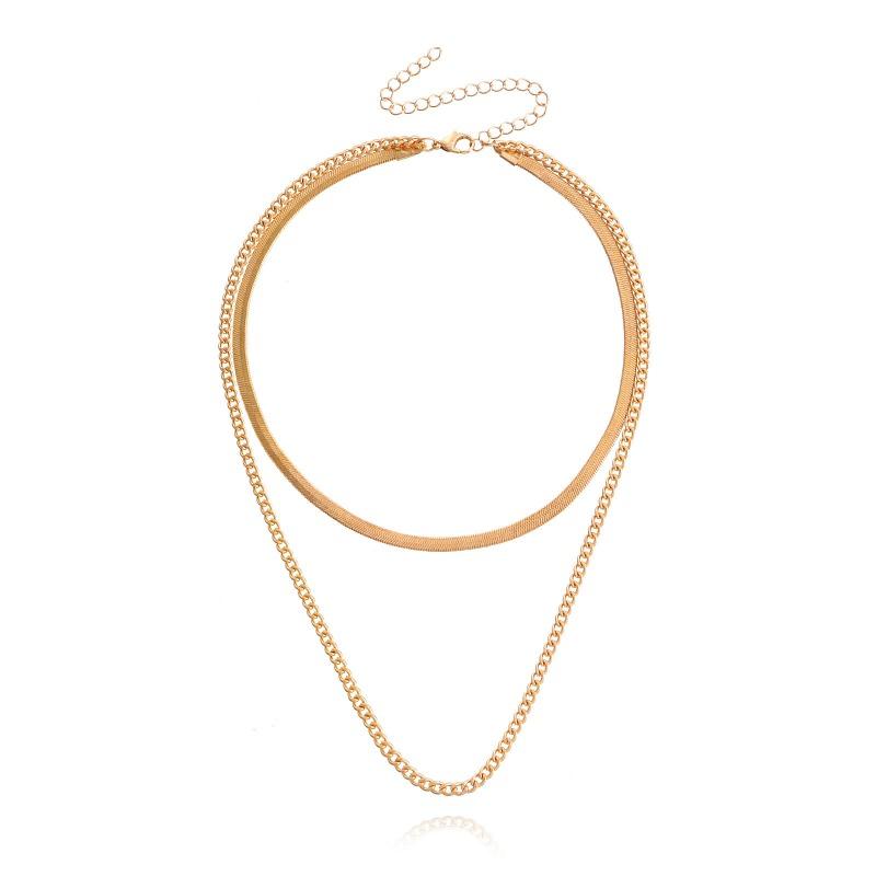 

Simple double-layer small hole snake bone chain necklace for women punk style trendyins anchor necklace золотий