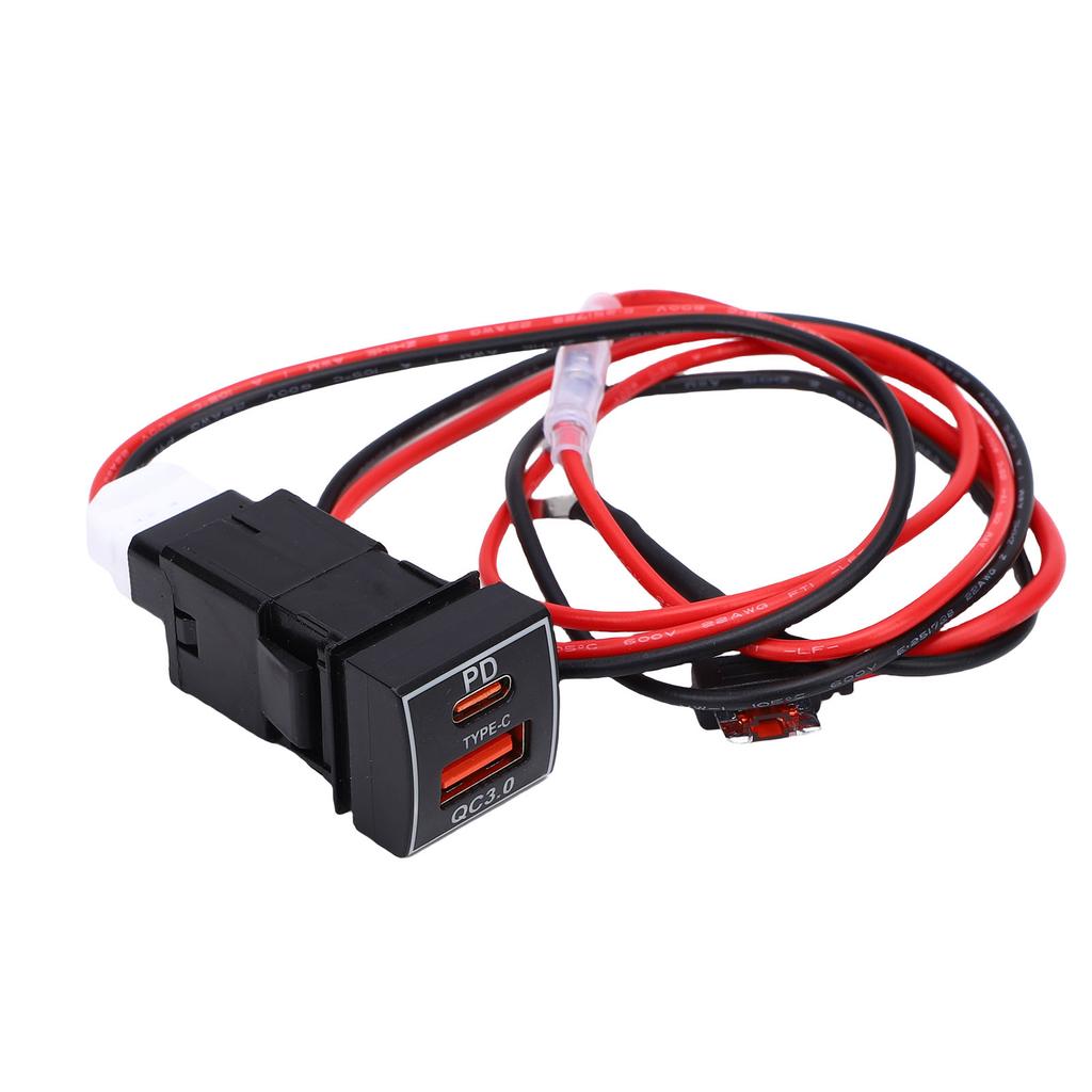 Prise allume-cigare pour voiture Type C Charge Rapide QC3.0 PD3.0 Double Port USB Remplacement pour Rav4 Corolla Camry Série 70 Prado